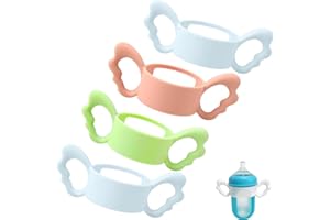 JXMYJR 4Pack Bottle Handles Compatible with Boon Nursh Reusable Silicone Pouch Bottles, Cute Wing Design, Silicone Bottle Holder for Easy Grip, Quick Install, Easy to Clean