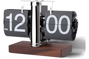 Gugxiom Flip Desk Clock, Retro Digital Flip Down Clocks, Automatic Turning Battery Operated Mechanical Clock, for Home Room O