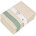 Candy Cottons Stripe Kitchen Towels Decor 18x28 in Cotton Dish Towels Boho Embroidery Festive Gift Set of 6 Pantry Kitchen Vintage Farmhouse Reusable Kitchen Dish Towels|Green