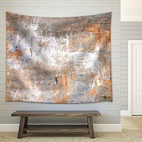 Grey and Brown Abstract Art Painting - Fabric Wall Tapestry Home Decor - 51x60 inches