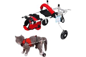 RUIFAR Cat Wheelchair, Newly Upgraded Pet Wheelchair, Removable Harness Design, Lightweight Cat Wheelchair for Back Legs of Doggie, Cats, Rabbits (S)