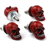 Bashineng Skull License Plate Screws Universal Car Truck Motorcycle License Plate Frames Bolts Fasteners 4 Pack Trim Replacement Kit (Red)