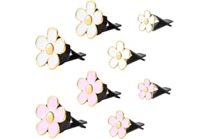 COSITINA 8 Pcs Daisy Flower Air Vent Clip Car Air Freshener Clip Air Conditioning Outlet Clips with Fragrance Cotton Pads for Car Air Vent Interior Decoration Accessories - White&Pink
