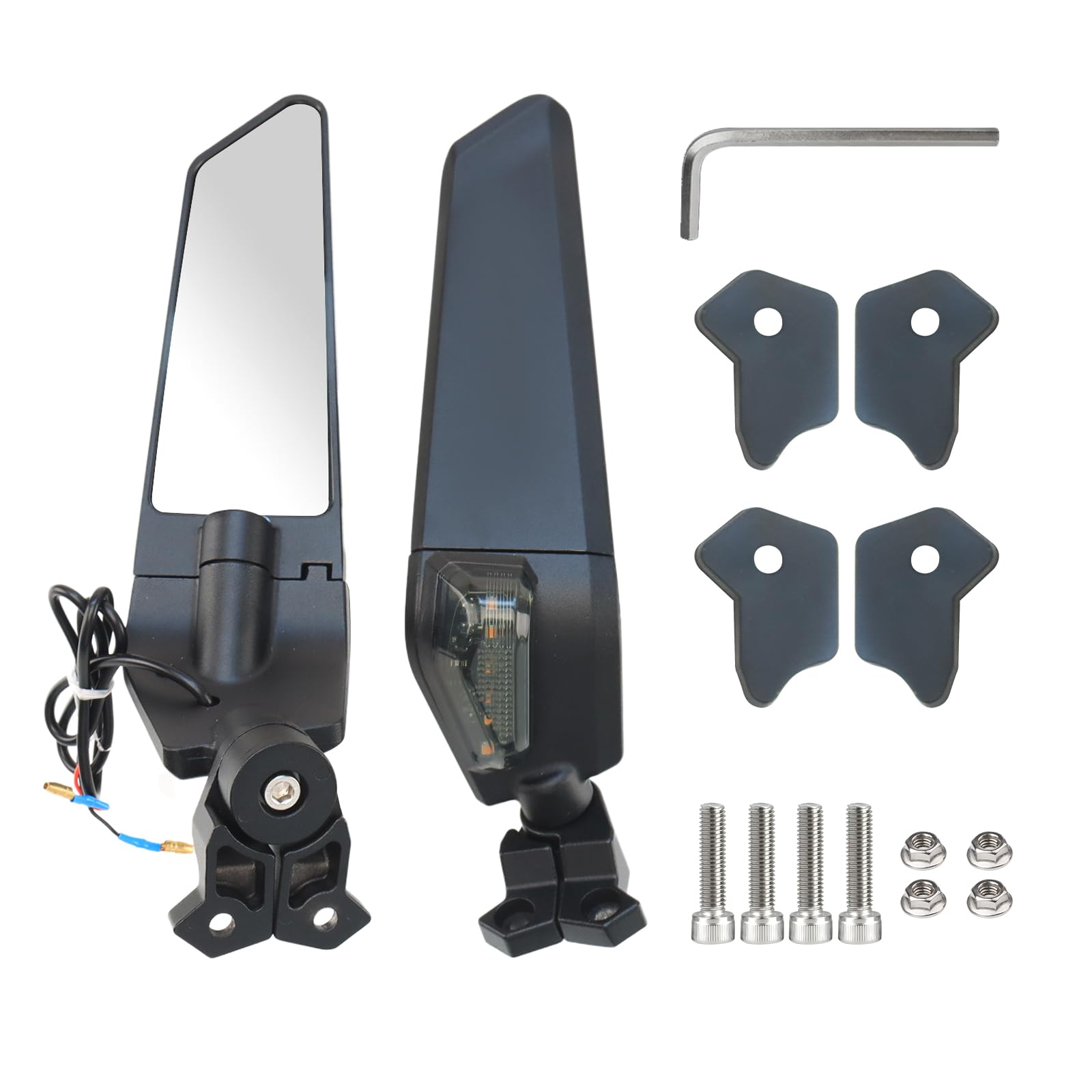Photo 1 of AFNCX Adjustable Aluminum Rearview Mirror, Motorcycle Wind Wing Mirror, 2018-2022 KAWASAKI Ninja 400, 650, ZX10R, ZX6R, ZX-636, Honda, Suzuki Compatible (with Light)