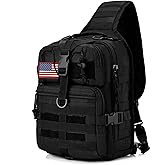 JUMAHE 8L/25L Tactical Sling Bag, Crossbody Bag for Men Outdoor, Military EDC Backpack for Every Day Carry (Black)