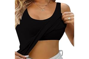 Womens Tank Top with Built in Bra Padded Sleeveless Workout Yoga Camisole Stretch Slim Fit Scoop Neck Casual Tops