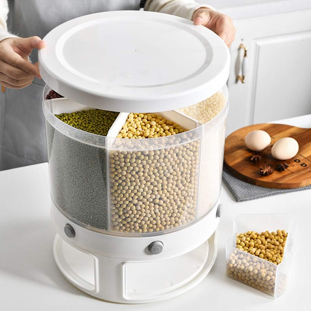 Large Food Dispenser Rice Dispenser 6-Grid Rice Bucket Whole Grains Rice Container Storage with Lid Dry Food Dispenser Storage Box for Kitchen: Kitchen & Dining