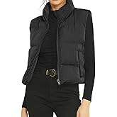 Gihuo Women's Winter Cropped Puffer Vest Stand Collar Zip Up Sleeveless Padded Jacket Lightweight Outerwear
