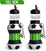 RIXOZ Football Collapsible Water Bottle 550ml Silicone with Football view 4