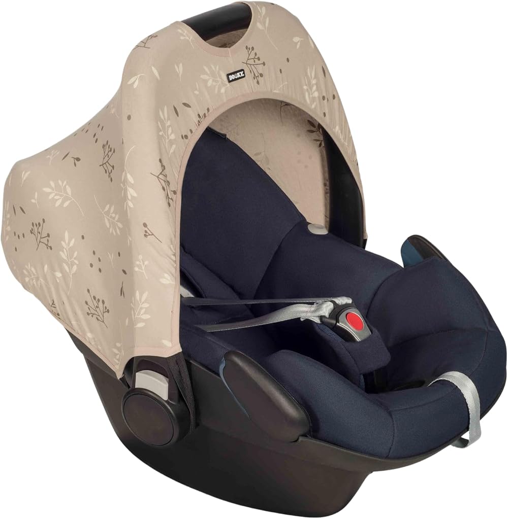 Dooky Hoody Cover for Baby Car Seat Universal Fit Beige Romantic Leaves