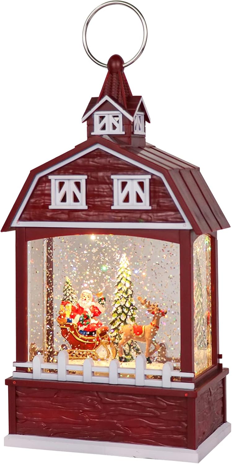 Snow Globes - DRomance Christmas Music Snow Globe Lantern with 6 Hour Timer, USB Powered Battery Operated Lighted Water Singing Snow Globe Holiday Women Children Gift(Santa, 5 x 3.1 x 11.1 Inches)