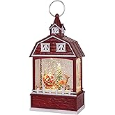 DRomance Christmas Music Snow Globe Lantern with 6 Hour Timer, USB Powered Battery Operated Lighted Water Singing Snow Globe Holiday Women Children Gift(Santa, 5 x 3.1 x 11.1 Inches)