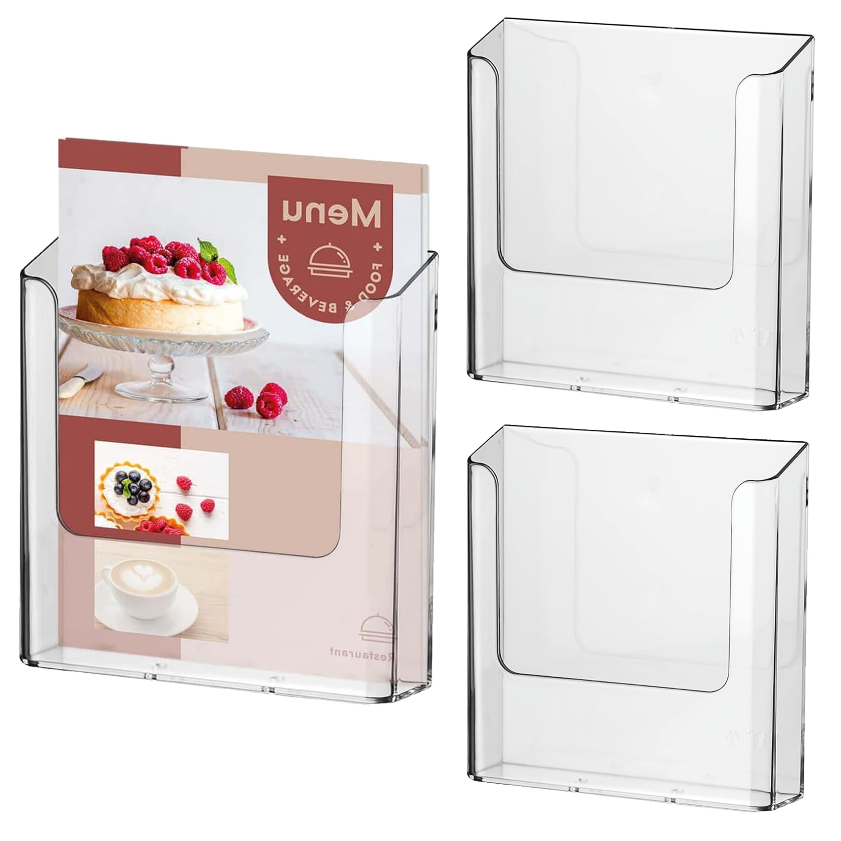 AWAOVV 3 Pcs A5 Wall Mounted Document and Magazine Holder - Acrylic Display Stand With Leaflet, Poster, Flyer and Menu Organization
