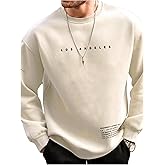 GORGLITTER Men's Crewneck Sweatshirt Letter Graphic Oversized Long Sleeve Drop Shoulder Fall Casual Pullover Top