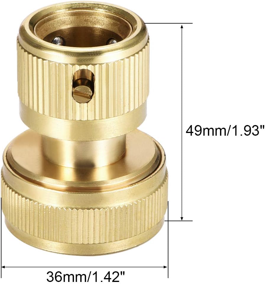 sourcing map 3/4 inch Brass Quick Connectors Adapters Garden Hose Fittings 2pcs, Gold, 3/4"(2pcs) - Image 3