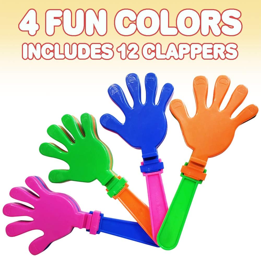 ArtCreativity Hand Clappers Noisemakers - Pack of 12-7.5 Inch Assorted Plastic Noisemakers for Sports, Parties, and Concerts - Best Birthday Party Favors and Goodie Bag Fillers for Boys and Girls: Toys & Games