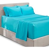 Hearth & Harbor Extra Deep Pocket Sheets - Fits Mattress 18-24 Inches Deep - Extra Deep Pocket Twin XL Sheets Sets - 4 Piece Twin XL Size - Beach Blue