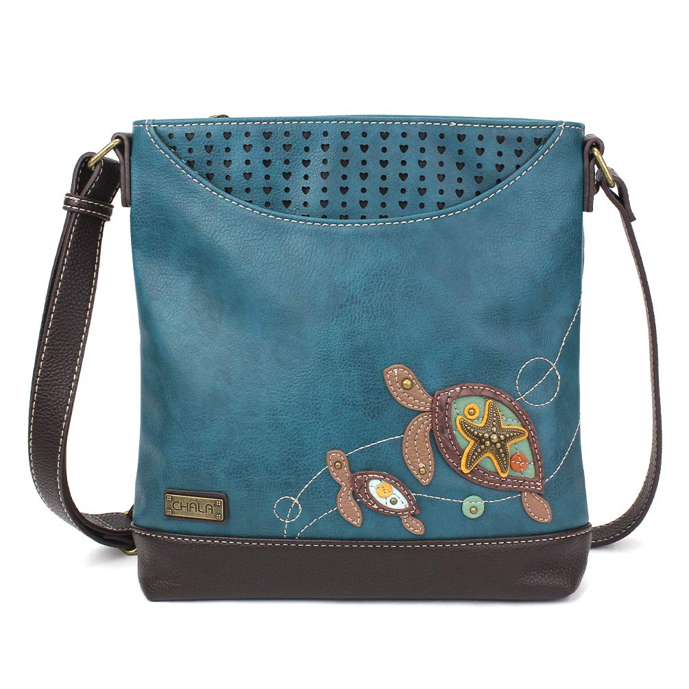 CHALA Sweet Messenger Tote Bag Two Turtles - Turquoise