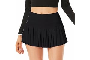 Sobrisah High Waisted Womens Athletic Pleated Mini Skirts Skorts with Pockets for Tennis Golf Workout Pickleball Cheer Casual