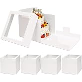 Moretoes 5 Pack 8 Inch Cake Boxes, Bakery Containers with Large Window | Easy to Assemble, Suitable for Cakes under 8 Inches, Pre-folded Cardboard, 325gsm Thickness Cardboard