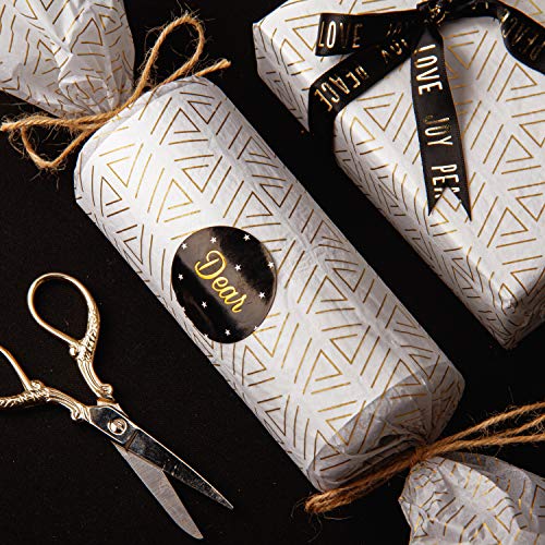 image for RUSPEPA White Tissue Paper Gold Triangle Print Gift Wrapping Tissue Pa