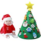Sapin De Noël En Feutre 100cm à Décorer - 32 Ornements Détachables + Guirlande LED - Niserelesa