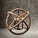 Perfectshow 3-lights Hemp Rope Ball Chandelier Retro Country Style Hanging Island Pendant Light Fixture(35cm)