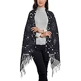 Bagea-Ka Moon Space Planet Stars Galaxy Universe Pattern Scarf Long Shawl Wraps Pashmina for Women Girls with Tassels Soft Warm Cozy