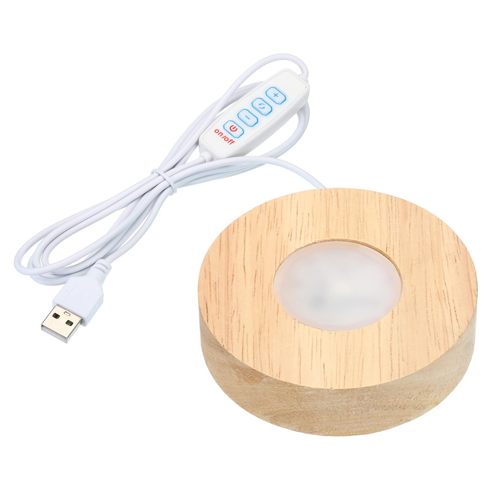PATIKIL 3.1 Inch Wooden LED Light Base, Wood Light Display Base Stand Lighting with Switch for 3D Crystal Glass Aroma Stone Art, 3 Color Light