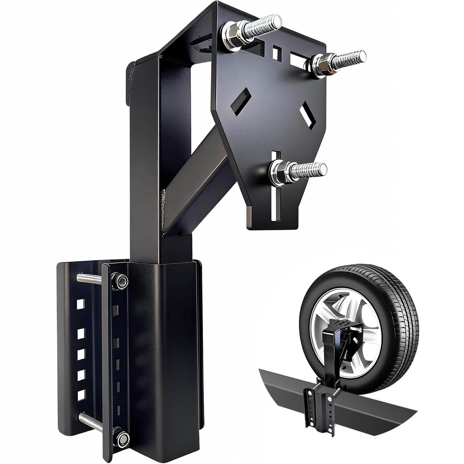 Photo 1 of toolhoper Rv Spare Tire Carrier, High Ground Clearance Heavy Duty Spare Tire Mount with 3-Nut Design, 300lb Capacity, (Fits 4/5/6/8 Lug)