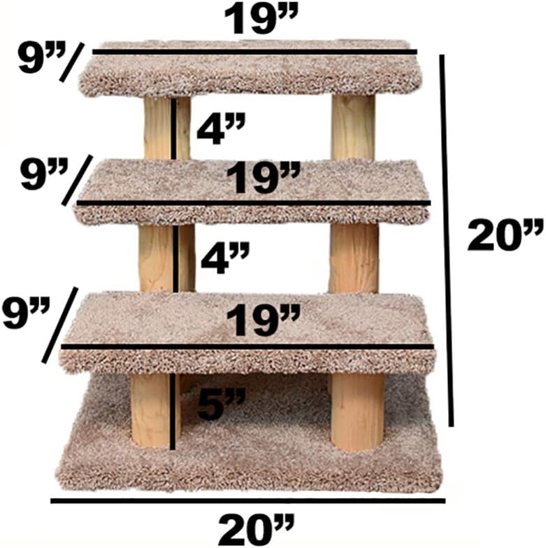 New Cat Condos 110223-Brown Wood Constructed Large Pet Stairs for Cats and Dogs, Large : Pet Supplies