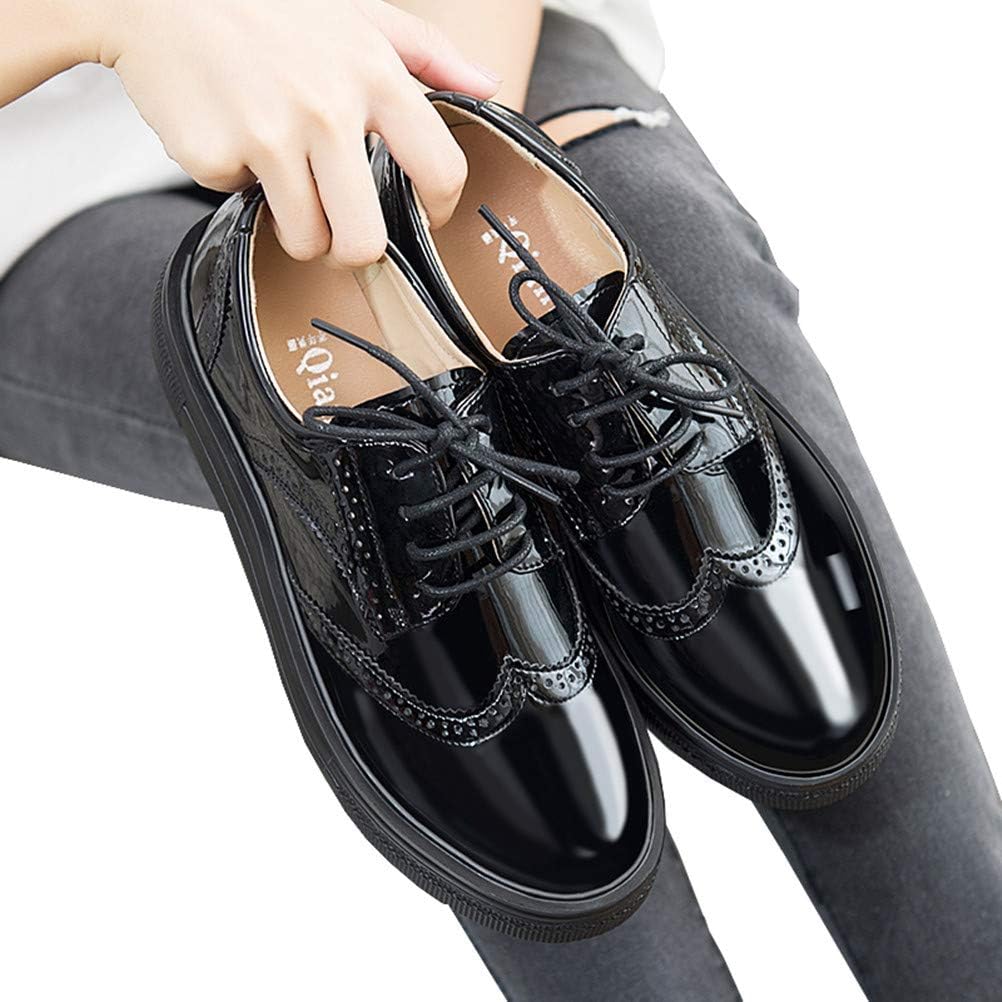  | DADAWEN Women's Platform Lace-Up Comfort Wingtips Square Toe Oxford Shoes Brogues | Oxfords