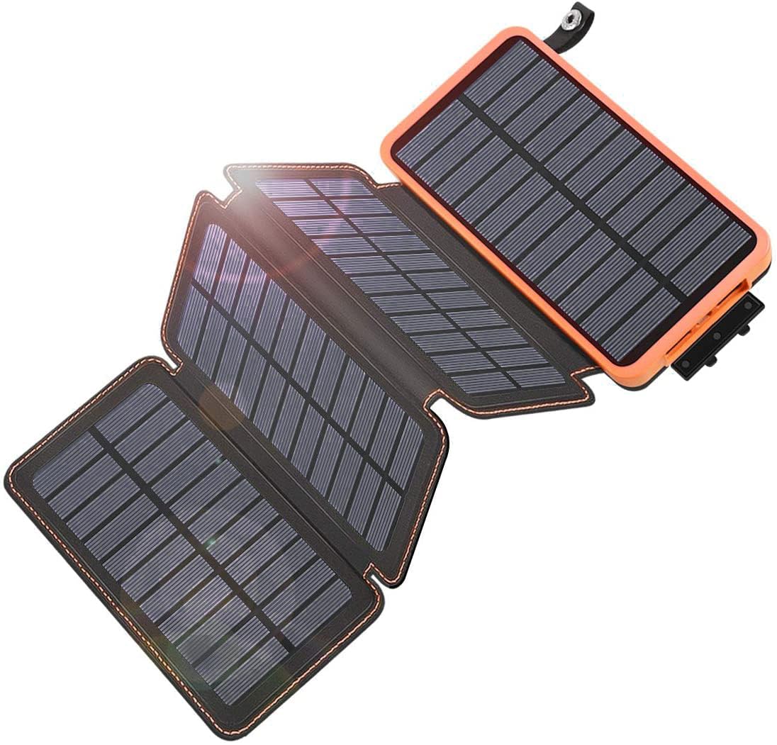 Photo 1 of Tranmix Solar Charger Power Bank 25000mAh - QC3.0 Fast Charging Solar Powered Battery Pack with 4 Foldable Panels, Waterproof Portable Charger for Outdoor Activities, Type C Input/Output