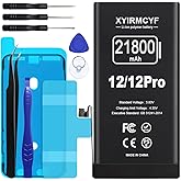 XYIRMCYF 21800mAh Super Capacity Battery Compatible with iPhone 12/12 Pro, 0 Cycle Li-Polymer Replacement Battery for iPhone 12/12 Pro, with Professional Repair Tool Kit