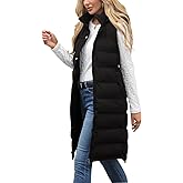 Ciguo Long Vest for Women Sleeveless Winter Long Puffer Vest Lightweight Warm Zip Up Hooded Jacket