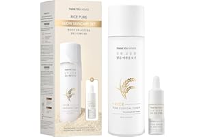 THANKYOU FARMER Rice Pure Skincare Set, Full Size Toner(7.03 fl oz) + Mini Size Ampoule(0.35 fl oz) Korean Skincare Set, Glass Skin Korean Skincare