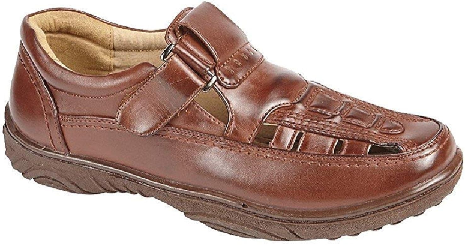 mens closed toe leather sandals uk