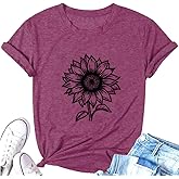 ZWSYXL American Flag Sunflower Shirts Women 4th of July Graphic Tees Patriotic T-Shirts USA Flag Star Stripe Tops