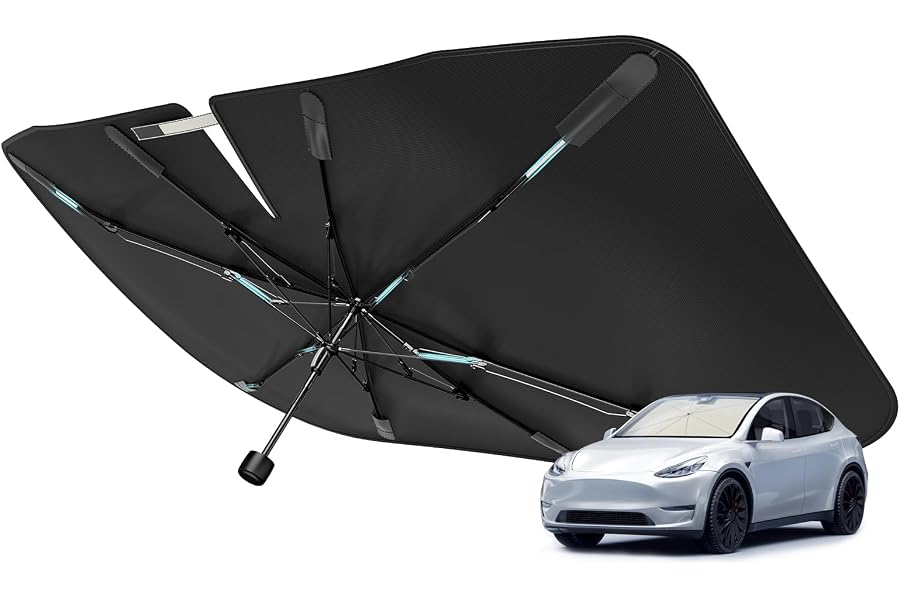 [Upgraded] Nmoiss Windshield Sun Shade Umbrella - [Vinyl Coating Heat Shield] Protect Car from Sun Rays & Heat Damage Keep Co