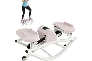 Workout Stepper - Portable Fitness Trainer, Side-to-Side Rocking Stepper Machine with Resistance Bands, Stair Step Workout Ma