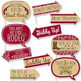 Funny Little Cowboy - Western Baby Shower or Birthday Party Photo Booth Props Kit - 10 Piece