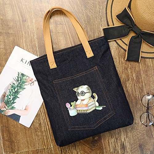 Canvas Bag Female Shoulder Bag Canvas Shopping Bag Student Wild Canvas Cat Handbags Carry Denim Bag