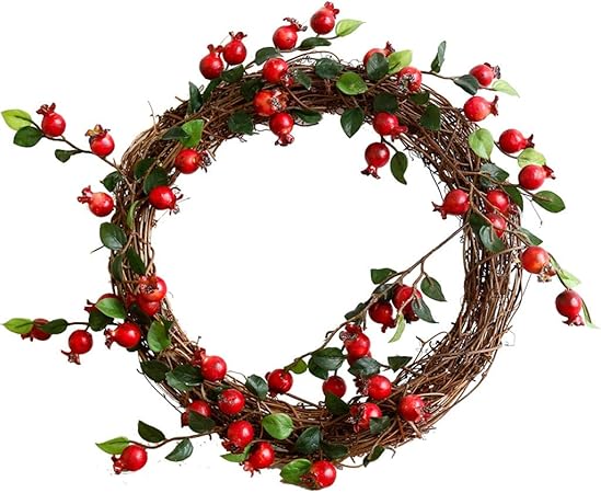 Ymay Legno Rose Di Natale Corona Di Fiori Frutta Rossa Pino Strombo Corona Porta Hanging Ornament Pendant Di Natale Fai Da Te A Amazon It Casa E Cucina