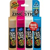 Sun Zapper Zinc Sunscreen Stick SPF 50+ Beach 4-Pack | Four mineral sunscreen sticks. Water resistant. Great for family use. Made in Australia.
