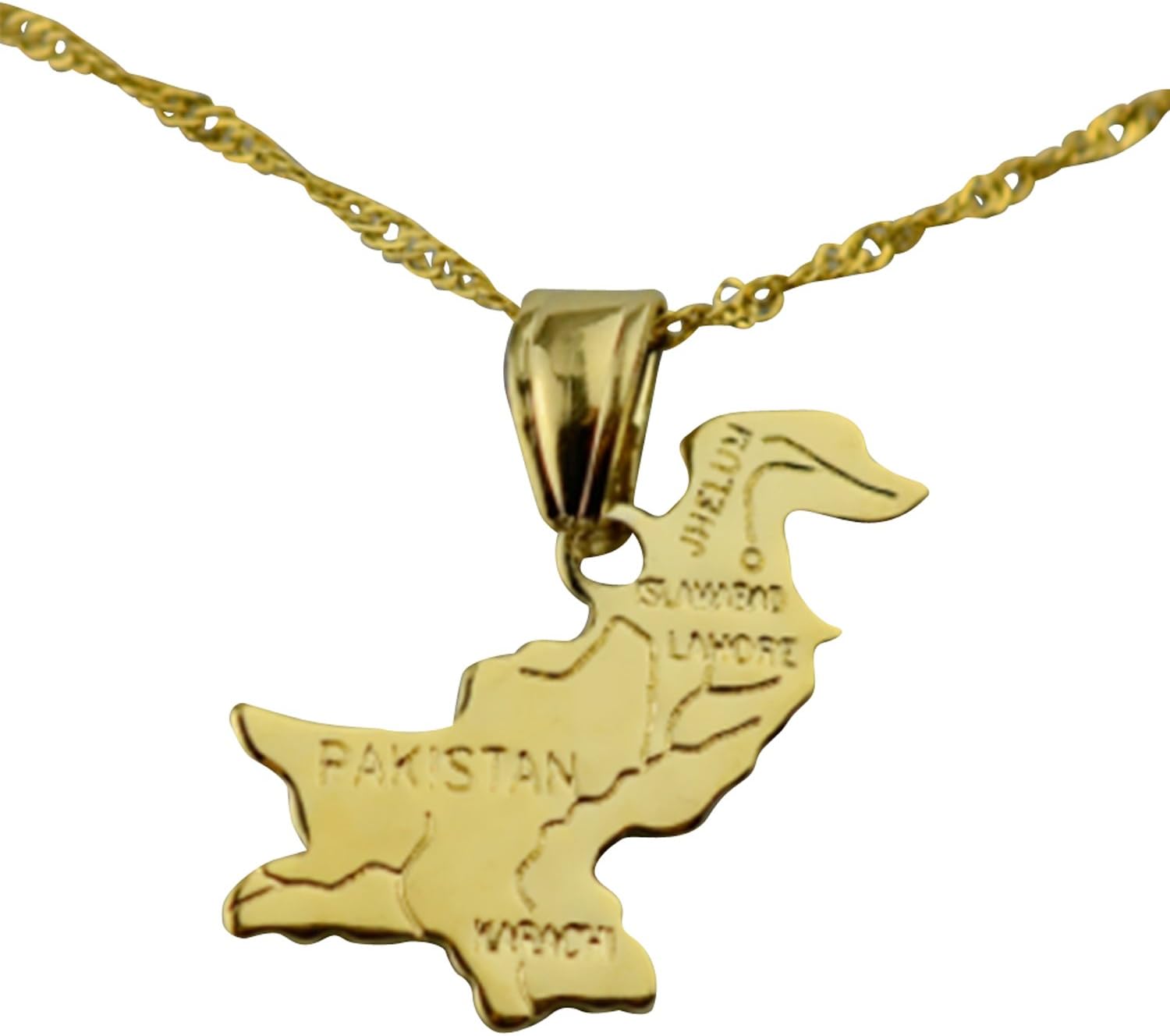 AccessCube Women's Country Map Flag Pendant Necklace Gold Silver Color Charm Maps Jewelry