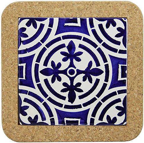 Portugal Gifts Hand Painted Tile Trivet With Cork Made In Portugal (F)