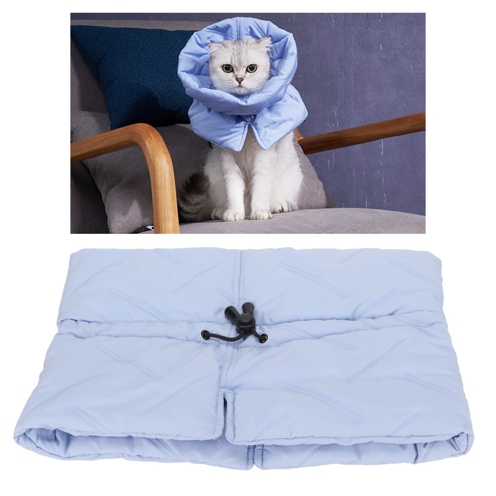 Wakects Cat Cone, Adjustable Cat Elizabethan Collar Soft Polyester Cats Protective Recovery Collar Cones for Pets Puppies Dogs S/M (S)