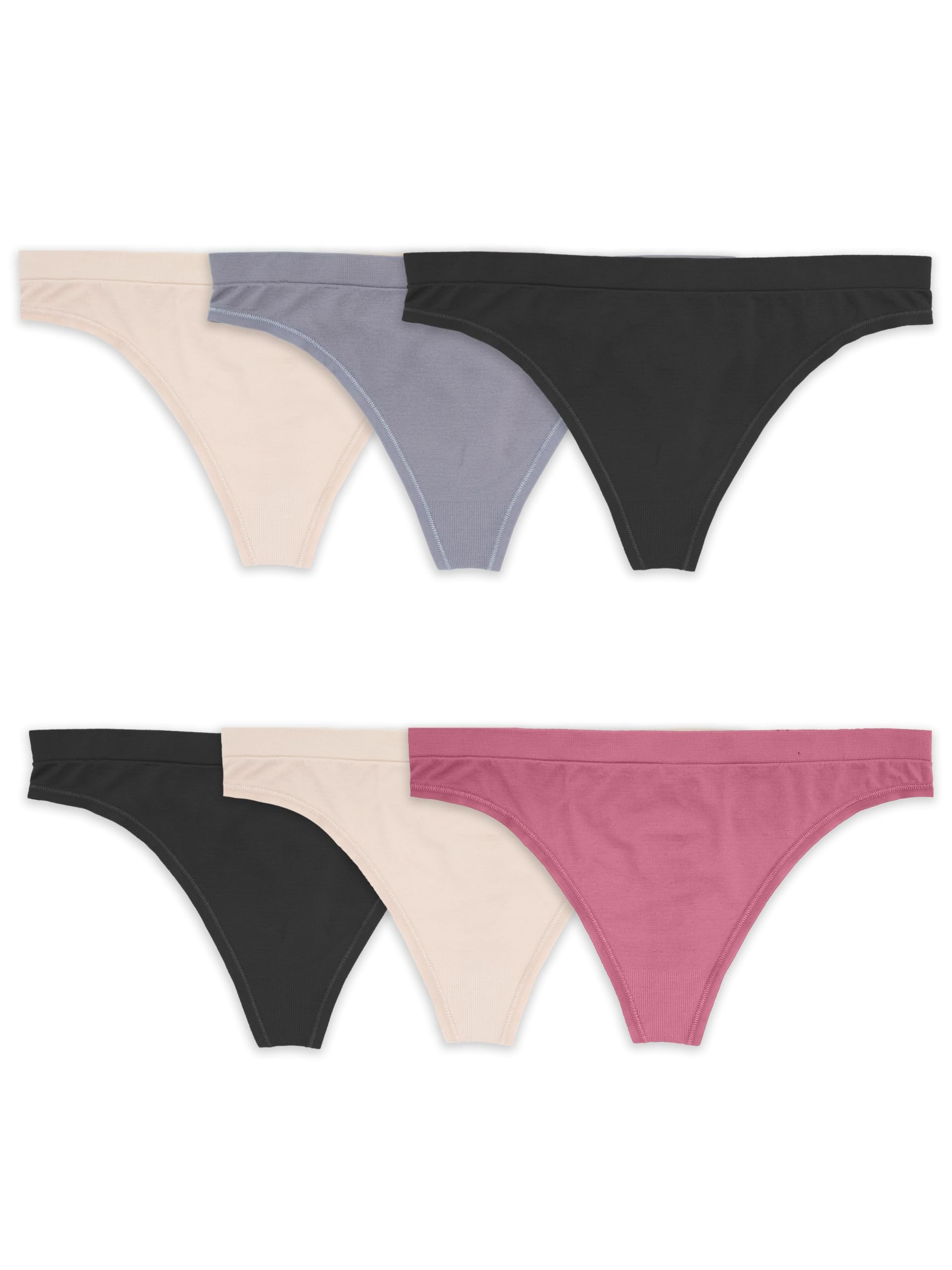 Photo 1 of Fruit of the Loom Women's Thong Underwear | Lightweight and Stretchy for All Day Comfort | Assorted Multipacks, 6 Pack-Seamless-Colors May Vary, 6