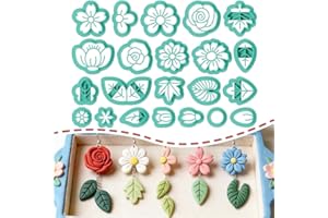 ORIGACH 22 Pcs Spring Theme Polymer Clay Cutters Set Leaves & Flowers Shape Earring Clay Cutter DIY Craft Supplies for Earrin