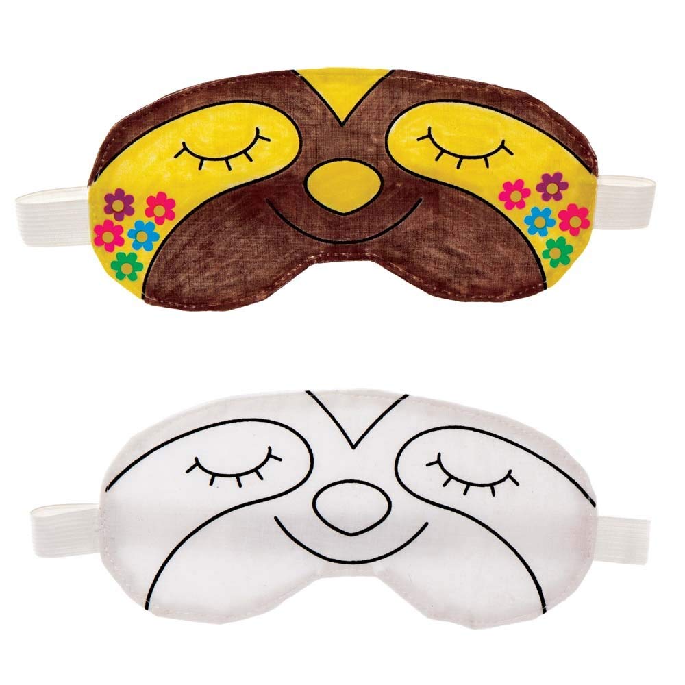 Baker Ross FE429 Sloth Colour-In Eye Mask Crafts - Pack of 2, Sleep Mask, Make Your Own Sleeping Masks, Craft Sets for Kids to Decorate